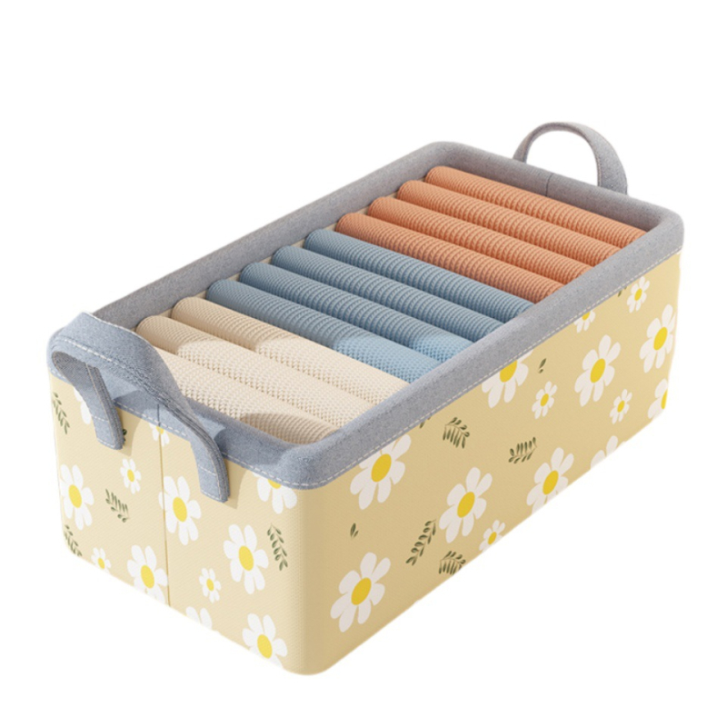 Kutija za odlaganje odjeće od platna s cvjetnim uzorkom, višeslojni organizator garderobe, dimenzije 47×28×30 cm, kapacitet 30–40 L