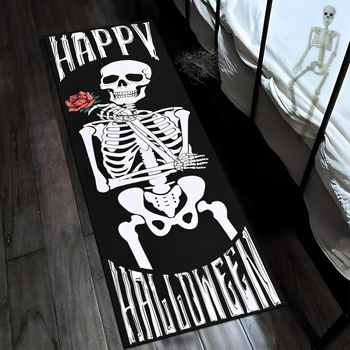 Tamno gotička lobanja Halloween dekorativna prostirka za spavaću sobu i dnevnu sobu, kvadratnog oblika, poliesterski materijal