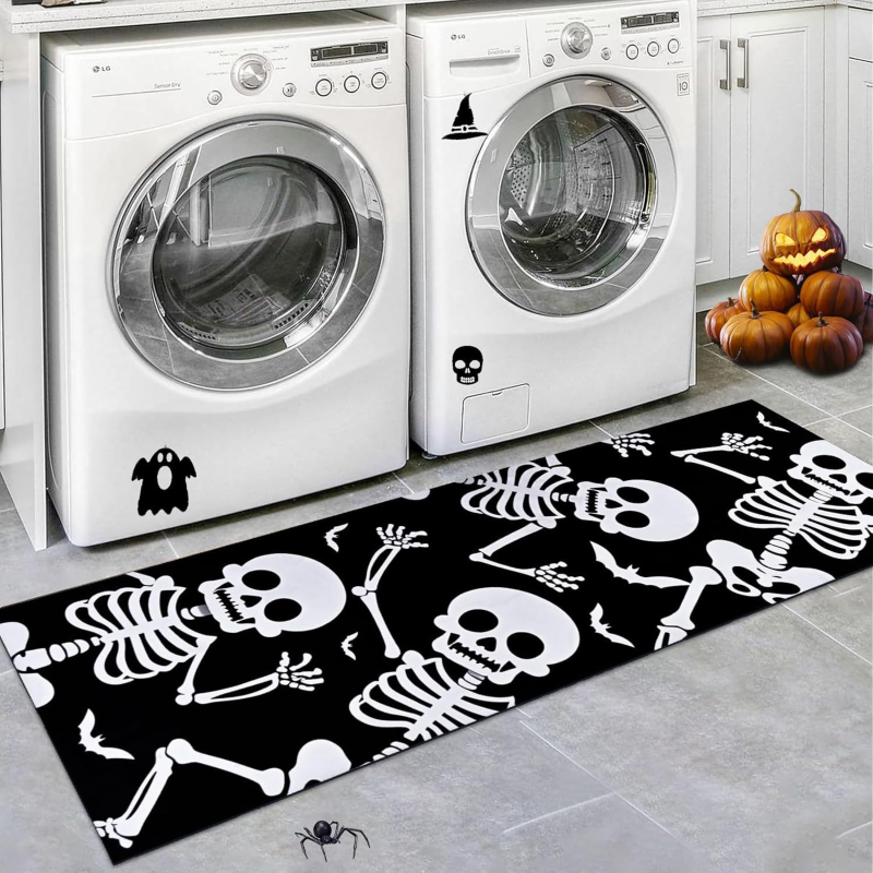 Tamno gotička lobanja Halloween dekorativna prostirka za spavaću sobu i dnevnu sobu, kvadratnog oblika, poliesterski materijal