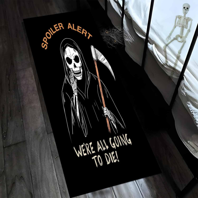 Tamno gotička lobanja Halloween dekorativna prostirka za spavaću sobu i dnevnu sobu, kvadratnog oblika, poliesterski materijal