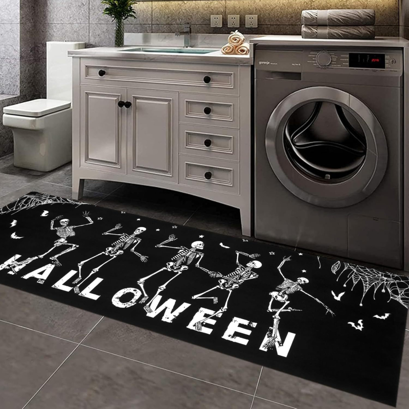 Tamno gotička lobanja Halloween dekorativna prostirka za spavaću sobu i dnevnu sobu, kvadratnog oblika, poliesterski materijal