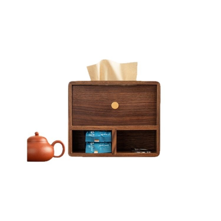 Drveni stolni organizator s kutijom za maramice od orahovog drveta i spremnikom za daljinski upravljač, za dnevnu sobu i stolić za kavu
