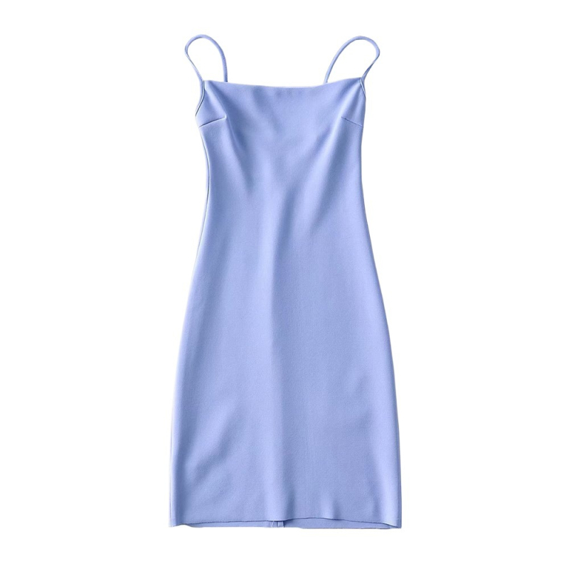 Ljetna haljina s jednim ramenom, tanke naramenice, mini duljina, uski kroj, retro euro-francuski stil