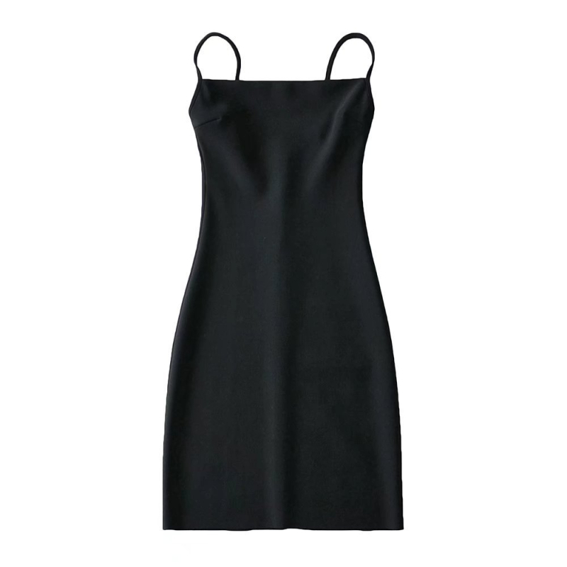 Ljetna haljina s jednim ramenom, tanke naramenice, mini duljina, uski kroj, retro euro-francuski stil