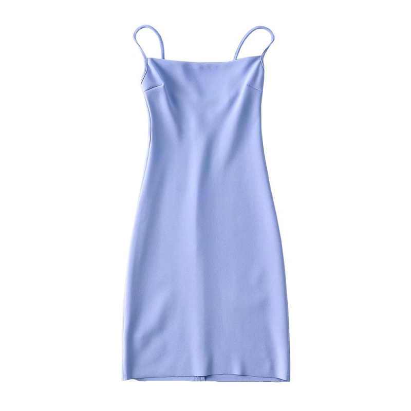 Ljetna haljina s jednim ramenom, tanke naramenice, mini duljina, uski kroj, retro euro-francuski stil