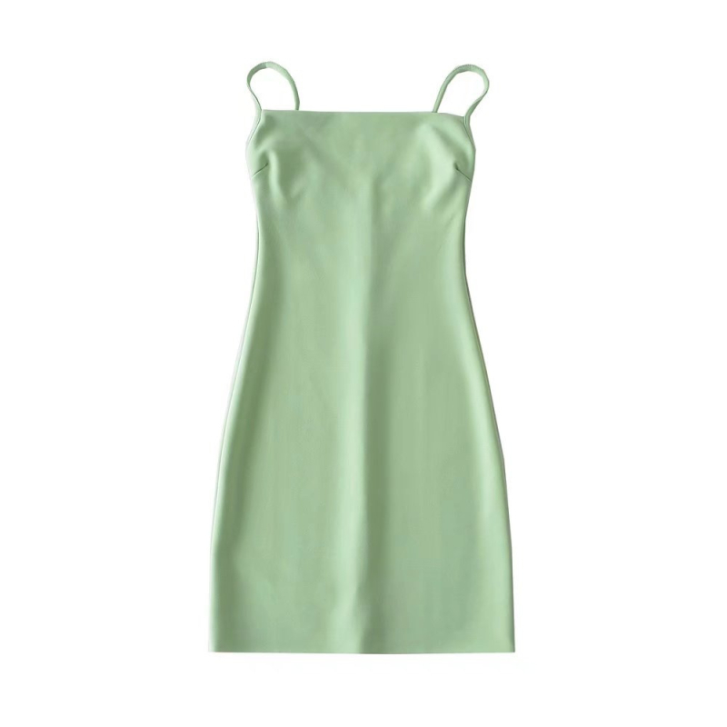Ljetna haljina s jednim ramenom, tanke naramenice, mini duljina, uski kroj, retro euro-francuski stil
