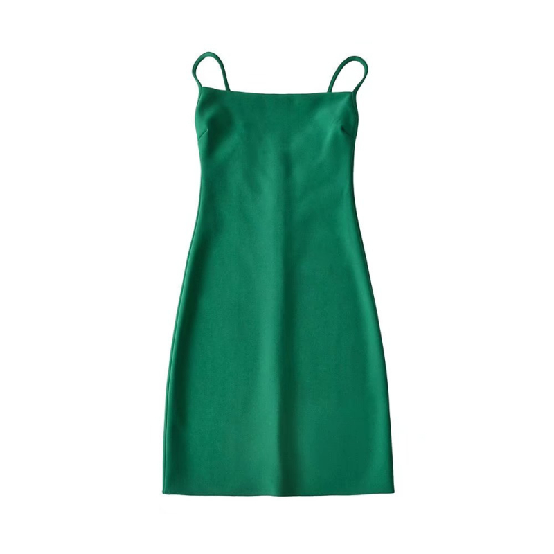 Ljetna haljina s jednim ramenom, tanke naramenice, mini duljina, uski kroj, retro euro-francuski stil