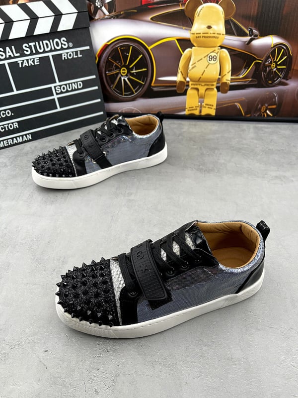 Sneakers din piele, cu cristale, respirabile, design color-block, stil casual coreean pentru bărbați