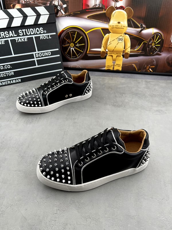 Sneakers din piele, cu cristale, respirabile, design color-block, stil casual coreean pentru bărbați