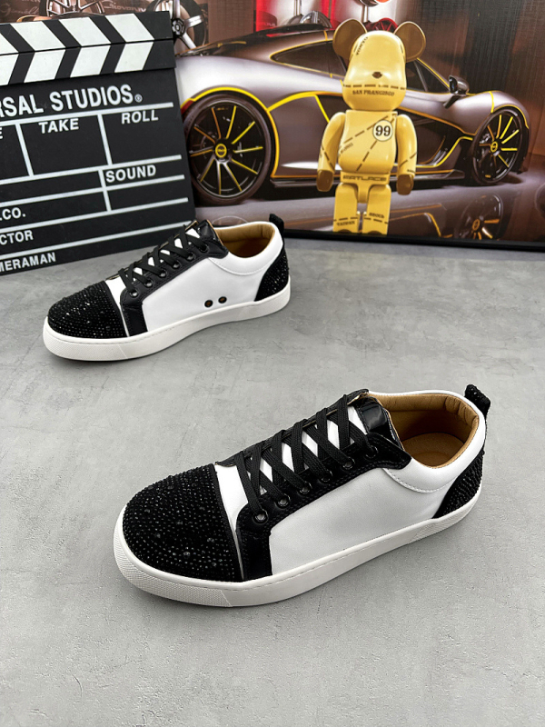 Sneakers din piele, cu cristale, respirabile, design color-block, stil casual coreean pentru bărbați