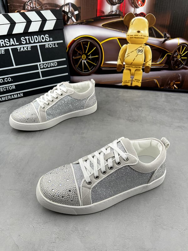 Sneakers din piele, cu cristale, respirabile, design color-block, stil casual coreean pentru bărbați