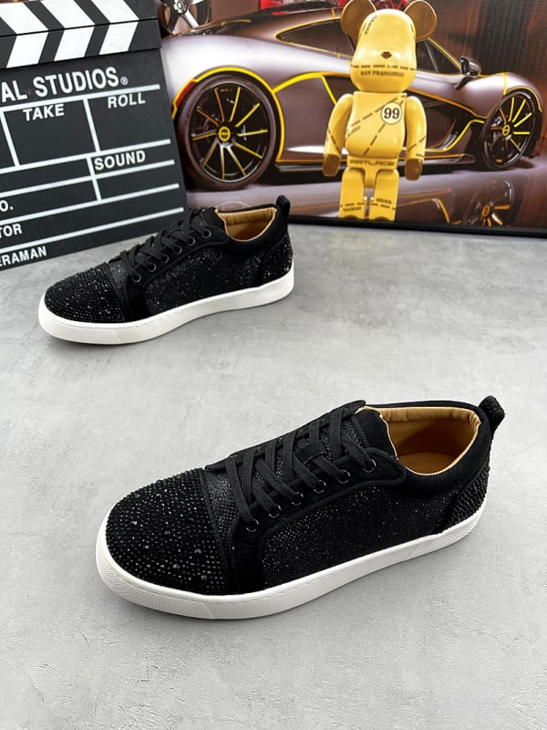 Sneakers din piele, cu cristale, respirabile, design color-block, stil casual coreean pentru bărbați
