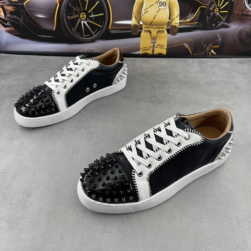 Sneakers din piele, cu cristale, respirabile, design color-block, stil casual coreean pentru bărbați