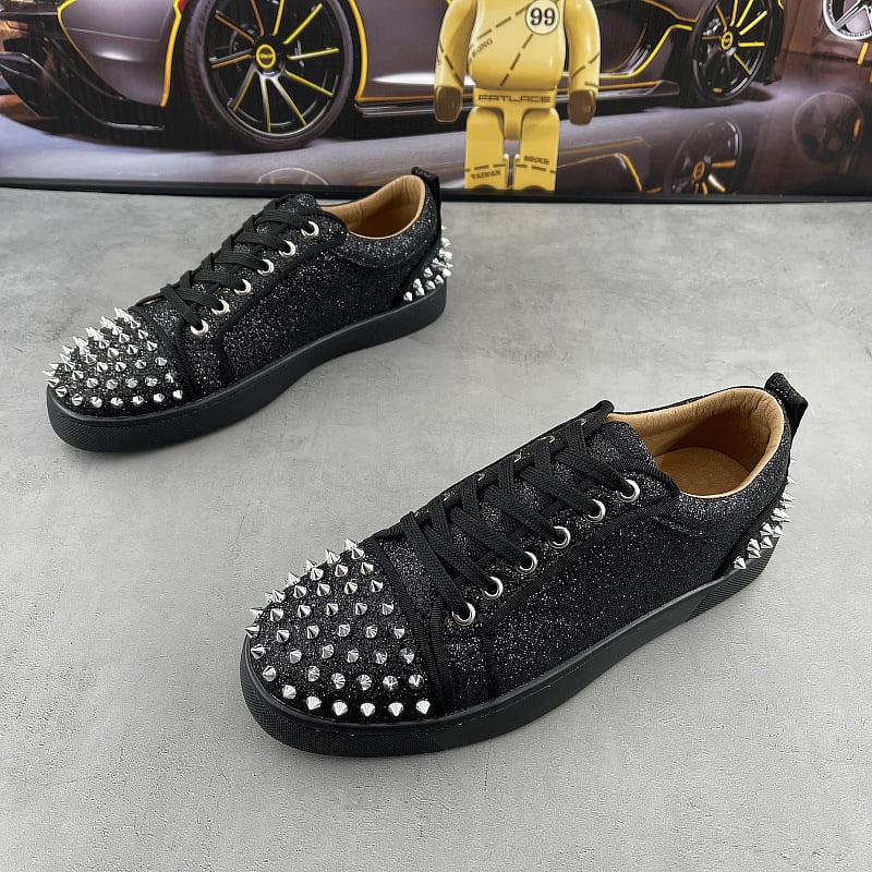 Sneakers din piele, cu cristale, respirabile, design color-block, stil casual coreean pentru bărbați