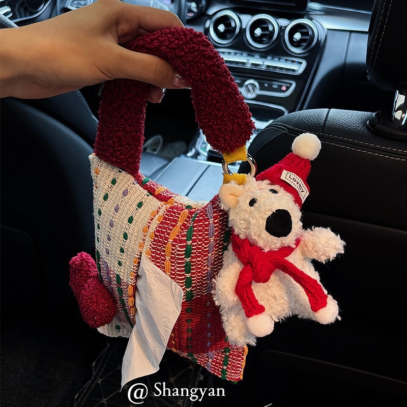 Cutie de șervețele pentru mașină cu design West Highland White Terrier, suport suspendat pentru șervețele