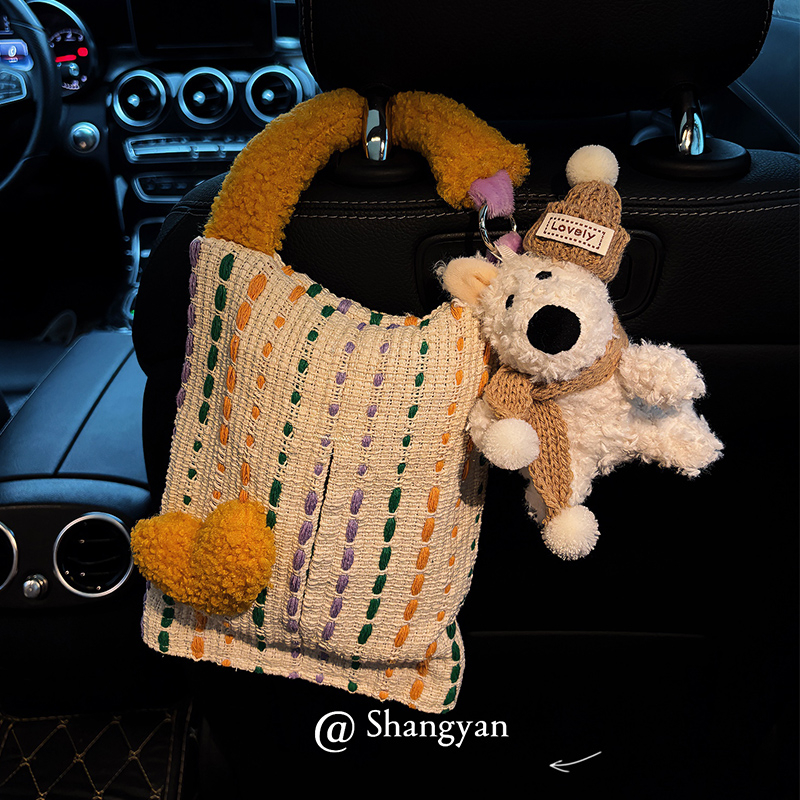 Cutie de șervețele pentru mașină cu design West Highland White Terrier, suport suspendat pentru șervețele