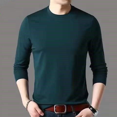 Tricou masculin subțire cu mânecă lungă – mărime plus, strat de bază, decolteu în V sau guler rotund, primăvară-vară