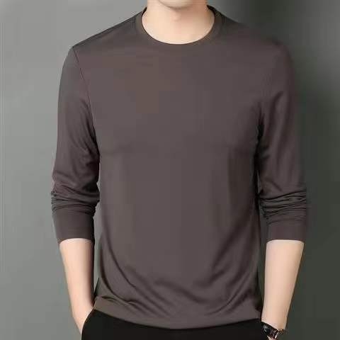 Tricou masculin subțire cu mânecă lungă – mărime plus, strat de bază, decolteu în V sau guler rotund, primăvară-vară