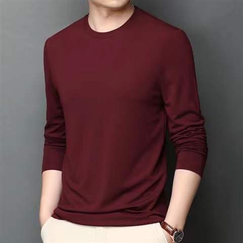 Tricou masculin subțire cu mânecă lungă – mărime plus, strat de bază, decolteu în V sau guler rotund, primăvară-vară
