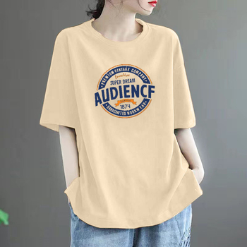 Ženski T‑shirt kratkih rukava od 100% pamuka, slobodan kroj, velika veličina, moderan stil, srednja duljina, okrugli izrez