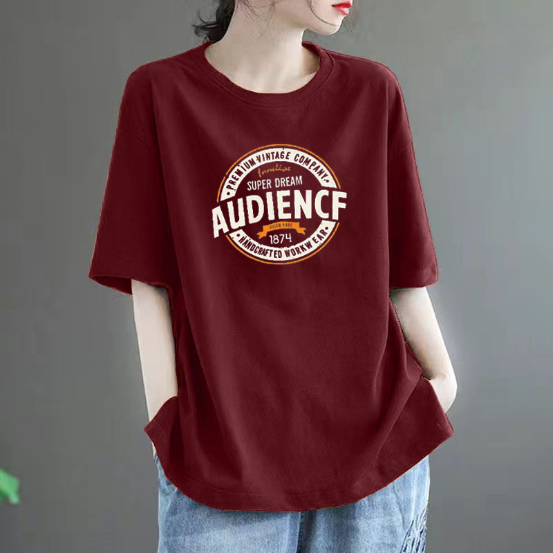 Ženski T‑shirt kratkih rukava od 100% pamuka, slobodan kroj, velika veličina, moderan stil, srednja duljina, okrugli izrez