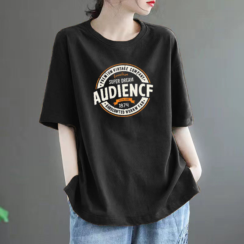 Ženski T‑shirt kratkih rukava od 100% pamuka, slobodan kroj, velika veličina, moderan stil, srednja duljina, okrugli izrez