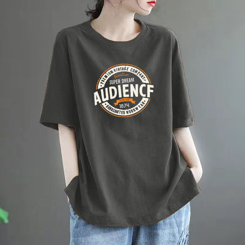 Ženski T‑shirt kratkih rukava od 100% pamuka, slobodan kroj, velika veličina, moderan stil, srednja duljina, okrugli izrez
