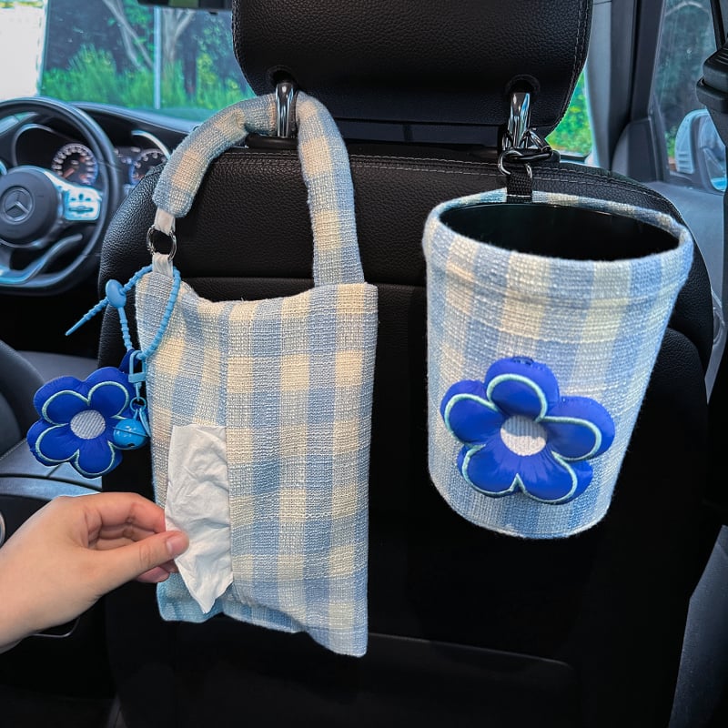 Tekstilna kutija za maramice za automobil, viseća dekoracija s cvjetnim uzorkom, za stražnju sjedalu