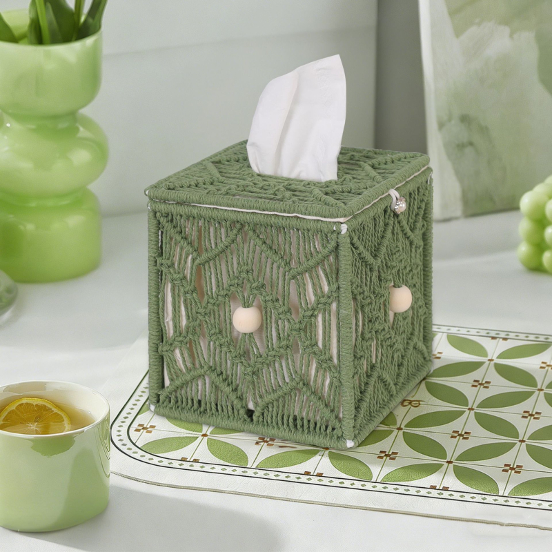 Tkana kutija za maramice na stol, pamukovo uže, skandinavski stil kućnog skladištenja