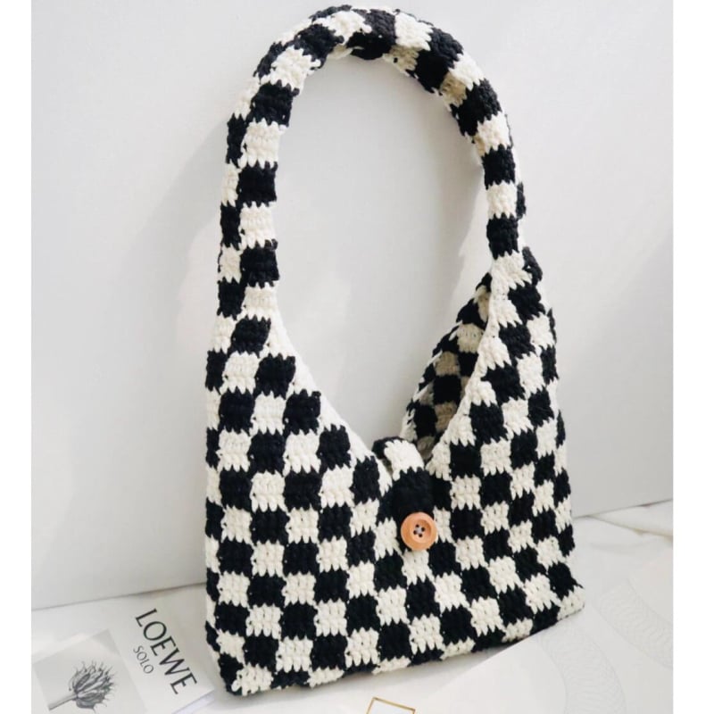 Ručna izrada ženska heklana tote torba s motivom Granny Square i margaretkama i suncokretima