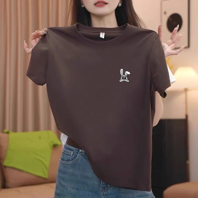 2026 Ženski T‑shirt od pamuka s kratkim rukavima, mornarsko plava, standardni kroj ramena, anime print, moderan i svestran