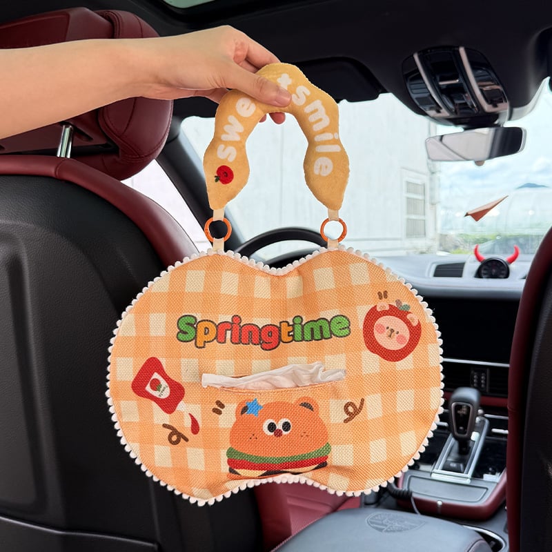 Vješeni držač maramica za automobil, sladak platneni držač s karikaturama