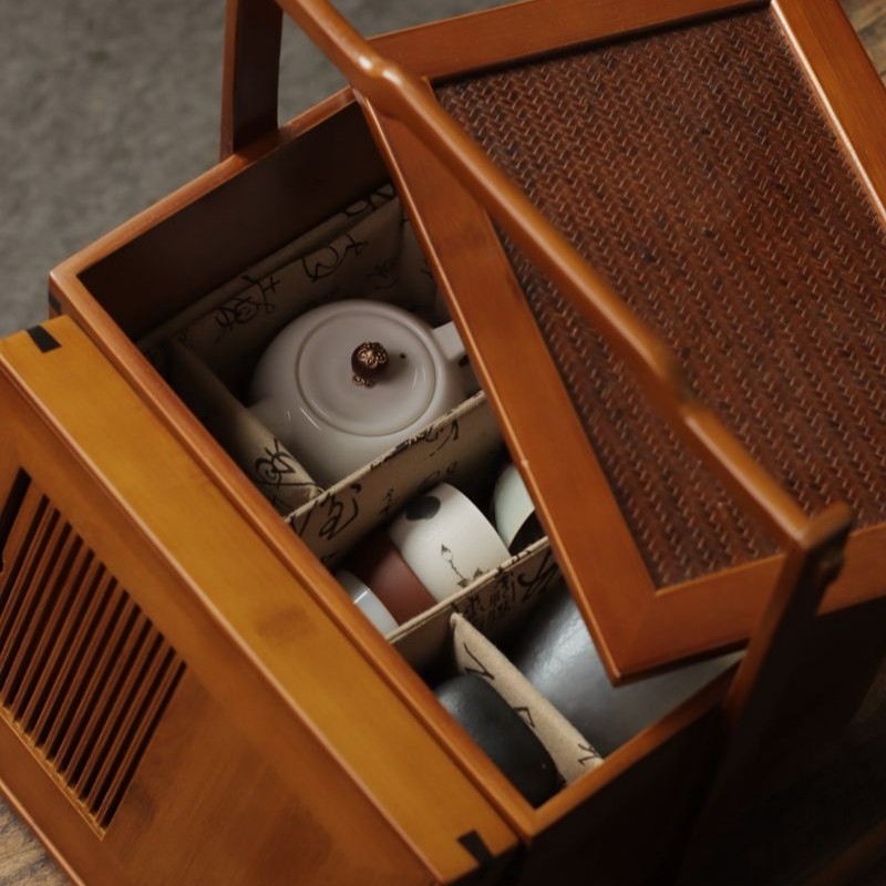 Bambus kutija za čaj s ručkom, vintage kineski stil, imitacija Song dinastije, rekvizit za film