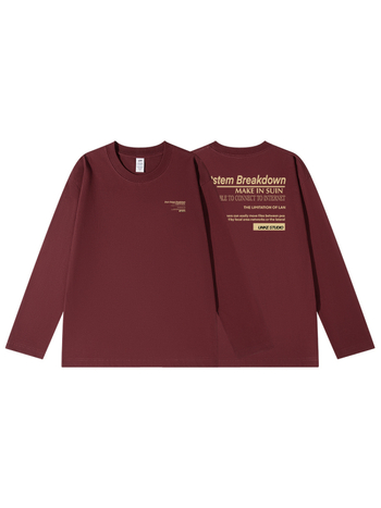 Tricou T din bumbac cu imprimeu litere, mâneci lungi, pentru bărbați, toamnă, 230 g, croială lejeră, guler rotund