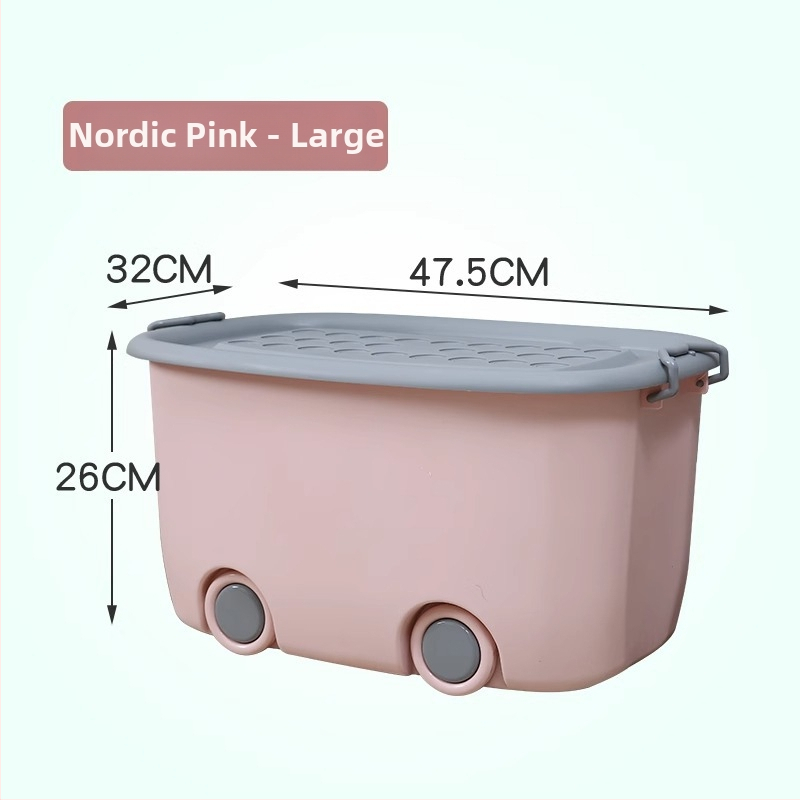 Kutija za igračke s šarenim prugama, 12 L, plastična kutija s kotačićima, za igračke, odjeću i sitnice
