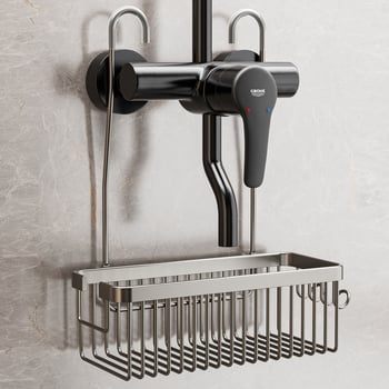 Vješena košara za tuš na šipki, bez bušenja, polica za gel za tuširanje i šampon