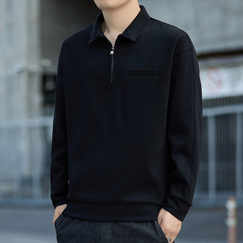 Férfi tavaszi pulóver japán streetwear stílusban, laza szabású, hosszú ujjú, galléros rever