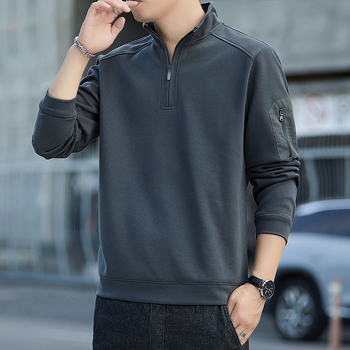 Férfi tavaszi pulóver japán streetwear stílusban, laza szabású, hosszú ujjú, galléros rever