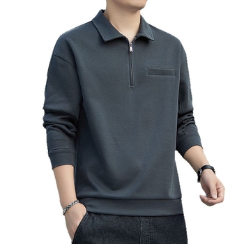 Férfi tavaszi pulóver japán streetwear stílusban, laza szabású, hosszú ujjú, galléros rever