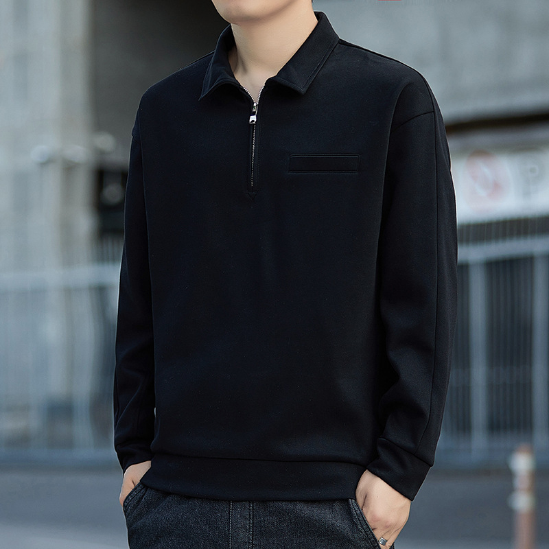 Férfi tavaszi pulóver japán streetwear stílusban, laza szabású, hosszú ujjú, galléros rever