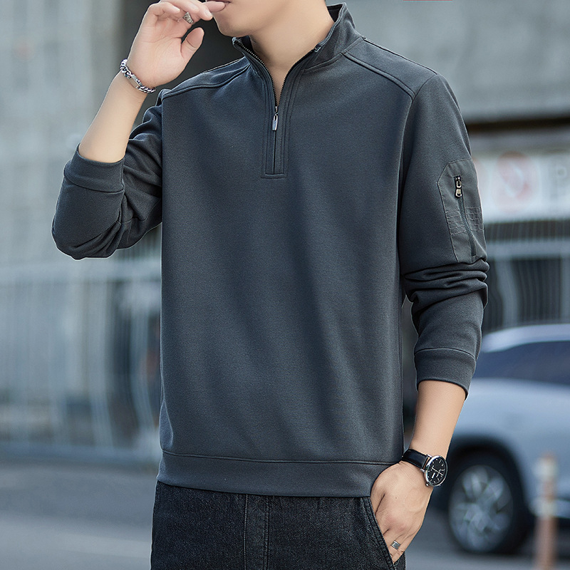 Férfi tavaszi pulóver japán streetwear stílusban, laza szabású, hosszú ujjú, galléros rever