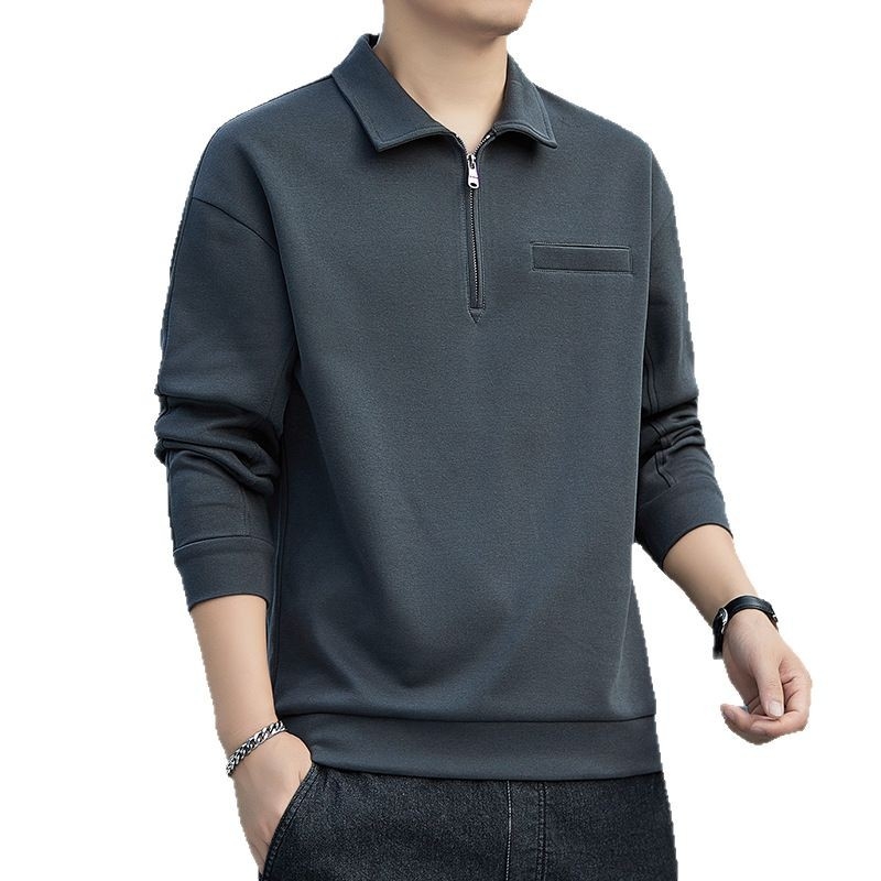 Férfi tavaszi pulóver japán streetwear stílusban, laza szabású, hosszú ujjú, galléros rever