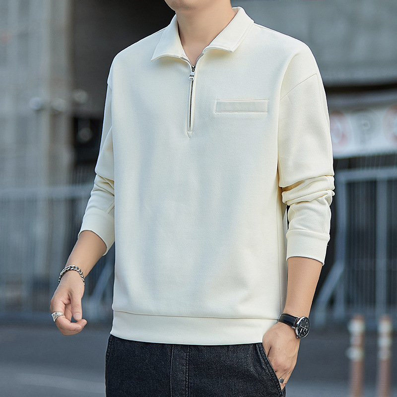 Férfi tavaszi pulóver japán streetwear stílusban, laza szabású, hosszú ujjú, galléros rever