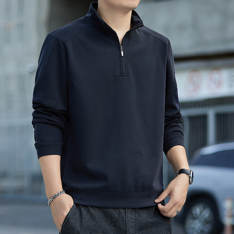 Férfi tavaszi pulóver japán streetwear stílusban, laza szabású, hosszú ujjú, galléros rever