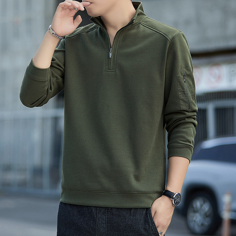 Férfi tavaszi pulóver japán streetwear stílusban, laza szabású, hosszú ujjú, galléros rever