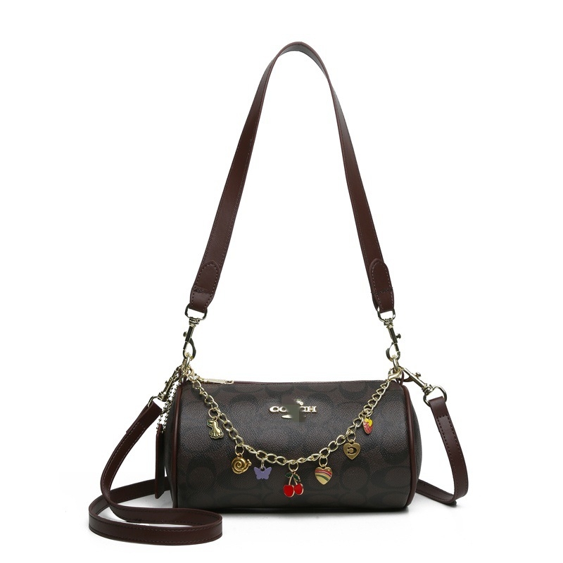 Torba u obliku jastuka s monogramom i lancem — cilindrična PU crossbody