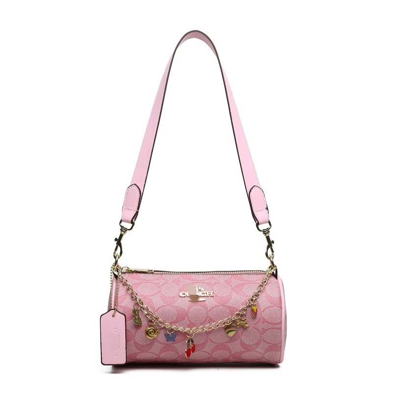 Torba u obliku jastuka s monogramom i lancem — cilindrična PU crossbody