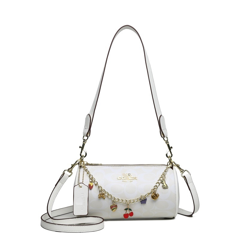 Torba u obliku jastuka s monogramom i lancem — cilindrična PU crossbody