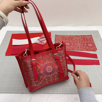 Materijalni set s nacionalnim uzorkom u novom kineskom stilu za ručno izrađenu veliku tote torbu — DIY torba za ramenu