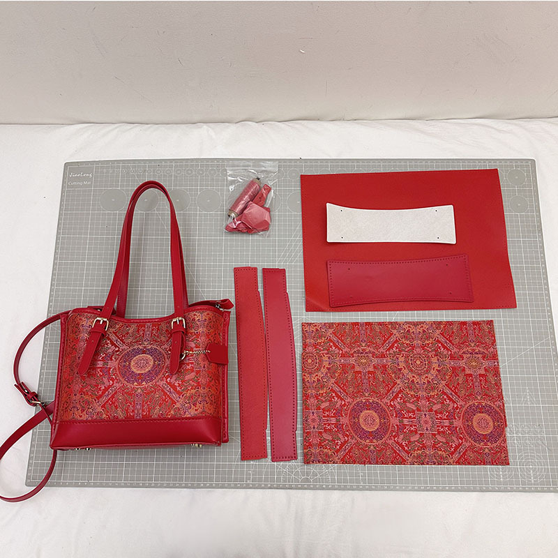 Materijalni set s nacionalnim uzorkom u novom kineskom stilu za ručno izrađenu veliku tote torbu — DIY torba za ramenu